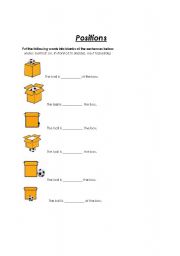 English worksheet: Positions - fill in the blanks