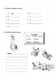 English Worksheet: days of the week