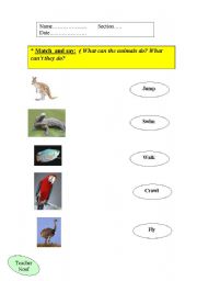 English worksheet: to match pictures with suitable verb