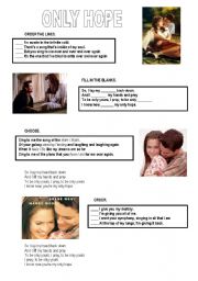 English Worksheet: ONLY HOPE (MANDY MOORE)