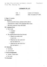 English worksheet: lesson plan-Lets go 4