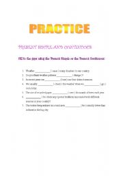 English Worksheet: present simple and present continuous
