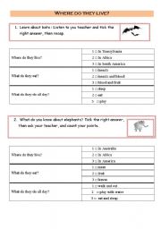 English worksheet: Where do they live? 
