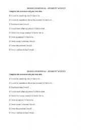 English worksheet: 2nd Conditional - students activity