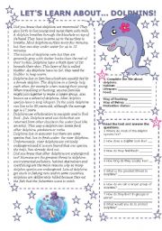 English Worksheet: LETS LEARN ABOUT... DOLPHINS!