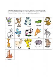 English worksheet: Animal Bingo