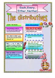 English Worksheet: The distributives