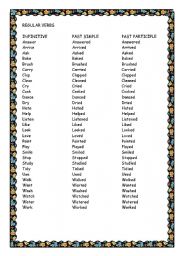 COMMON REGULAR AND IRREGULAR VERBS