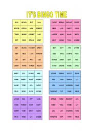 English Worksheet: IRREGULAR VERBS BINGO.