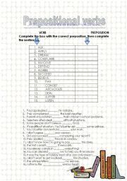 English Worksheet: Prepositional Verbs