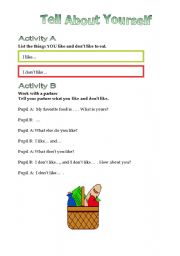 English worksheet: tell about yourself (2)