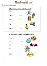English Worksheet: short vowel a