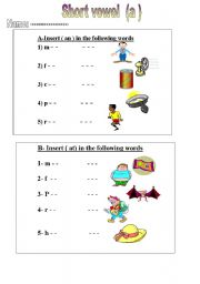 English worksheet: short vowel a