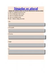 English worksheet: singular plural