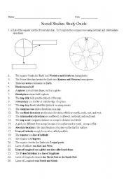 English worksheet: Social Studies Study Guide/Information Sheet