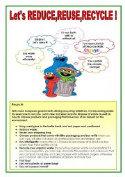 English Worksheet: Lets reduce,reuse,recycle!