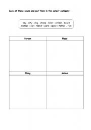 English worksheet: Nouns