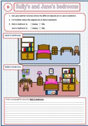 English Worksheet: Pairwork: Sallys and  Janes bedrooms part 3 (out of 3)