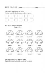 English worksheet: test  - colours