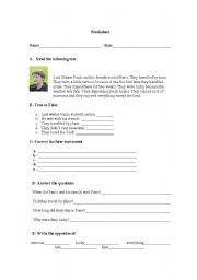 English Worksheet: last easter holidays