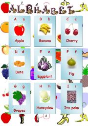 English Worksheet: fruit and vegetables alphabet part 1 of 3
