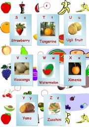 English Worksheet: fruit and vegetables alphabet part 3 of 3
