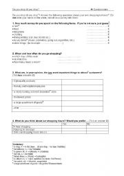 English worksheet: A shopping survey