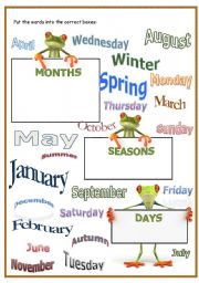 English Worksheet: MONTHS-SEASONS-DAYS