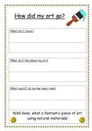 English Worksheet: How did my art go?