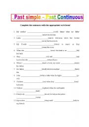 English worksheet: Past Simple-Past Contiuous 