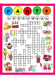 English Worksheet: Party Crossword