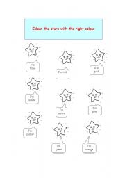 English Worksheet: Colour the stars