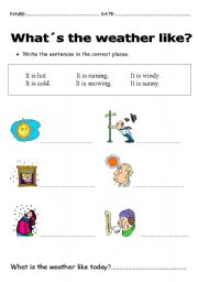 English worksheet: What is the weather like?