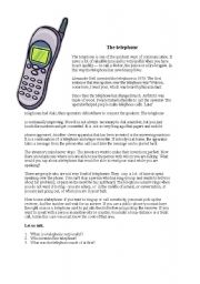 English Worksheet: The telephone