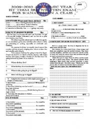English Worksheet: exam for 9th grade - 1st term 3rd exam-
