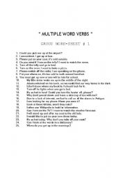 English Worksheet: MULTIPLE WORD VERBS