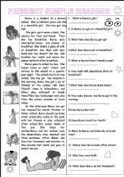 English Worksheet: SIMPLE PRESENT READING