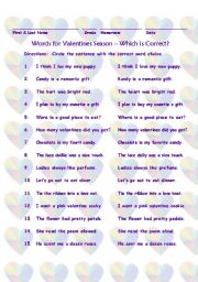 English Worksheet: Valentines:  Words for Valentines Season
