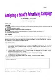 English Worksheet: Analysing a Brands Advertising Campaign