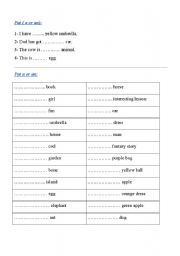 English Worksheet: a- an
