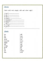 English worksheet: opposites