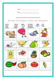 English Worksheet:  Fruit & Vegetables 