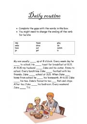 English Worksheet: Daily routine