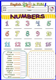 English Worksheet: NUMBERS