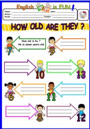 English Worksheet: HOW OLD ARE THEY?
