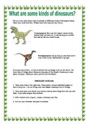 English Worksheet: dinosaurs