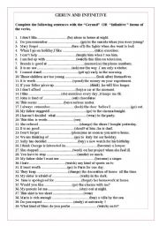 English Worksheet: GERUN AND INFINITIVE 