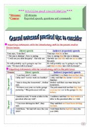 English Worksheet: reported speech