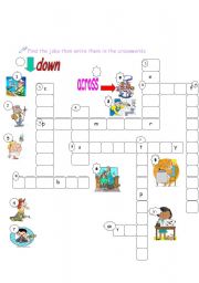 English Worksheet: jobs crosswords