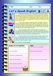 English Worksheet: Imaginative Reading Comprehension - Lets Speak English